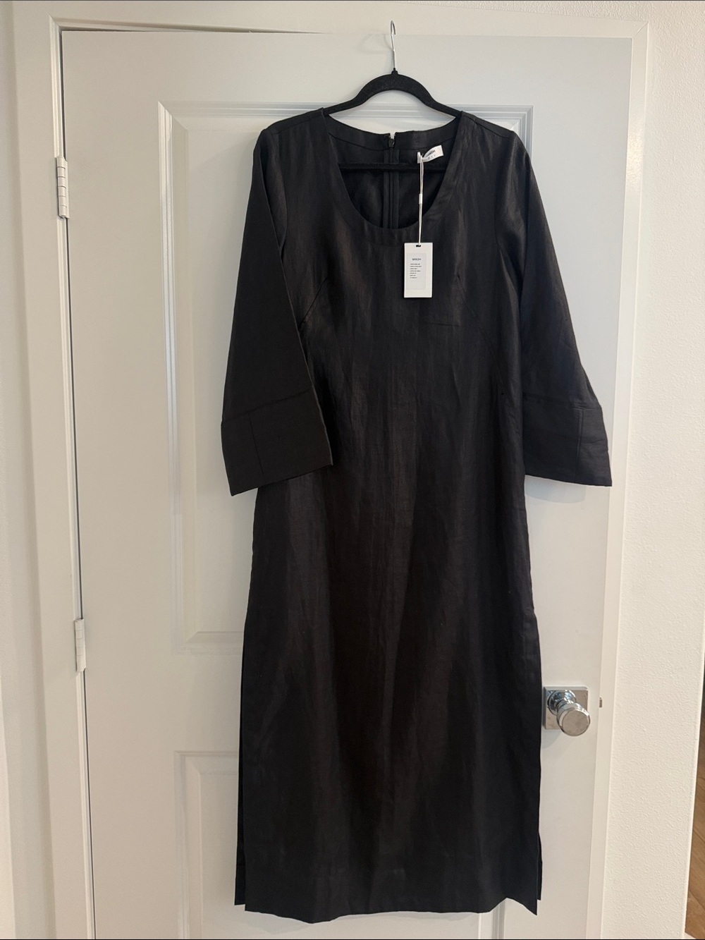 Mikoh Black Midi Dress with Three-Quarter Sleeves